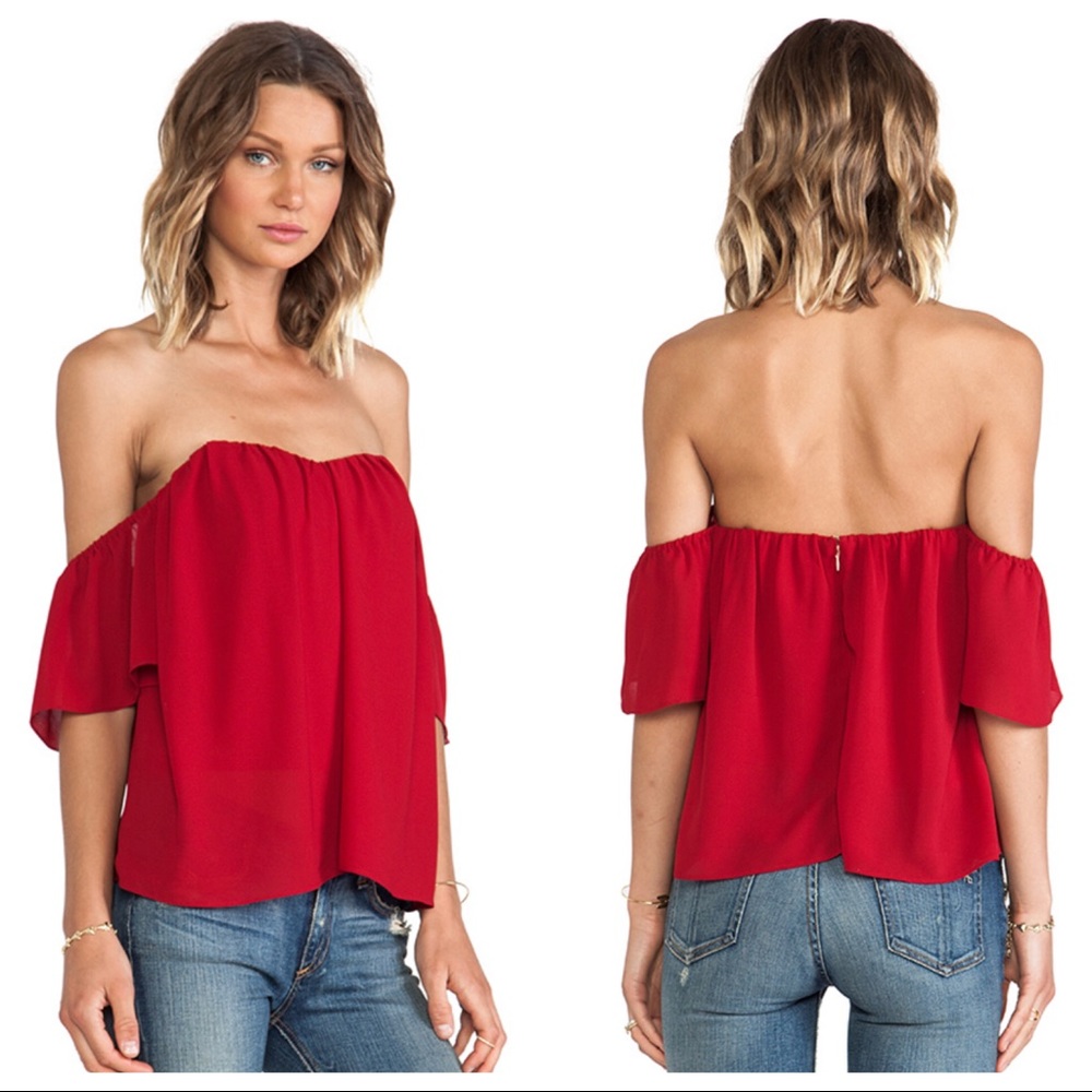 Line & Dot Blonde Ambition Maroon Flutter Top